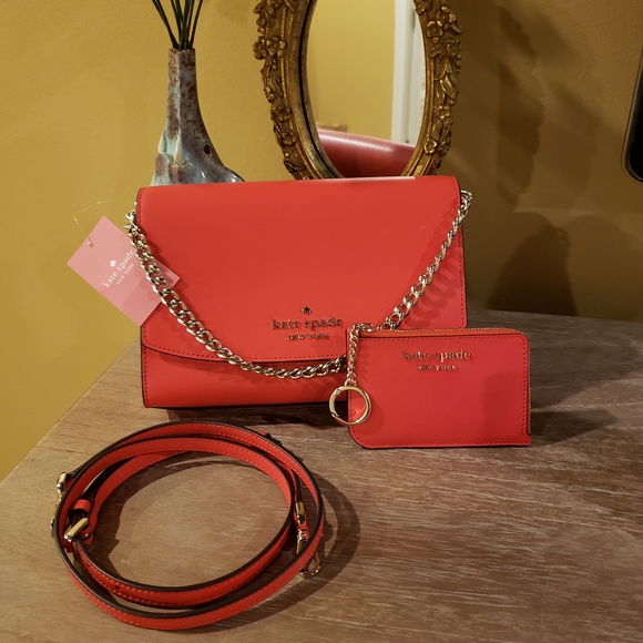 kate spade Handbags - NWT! SET! KATE SPADE Carson Gazpacho Convertible Bag w/ Chain & Med Card Case